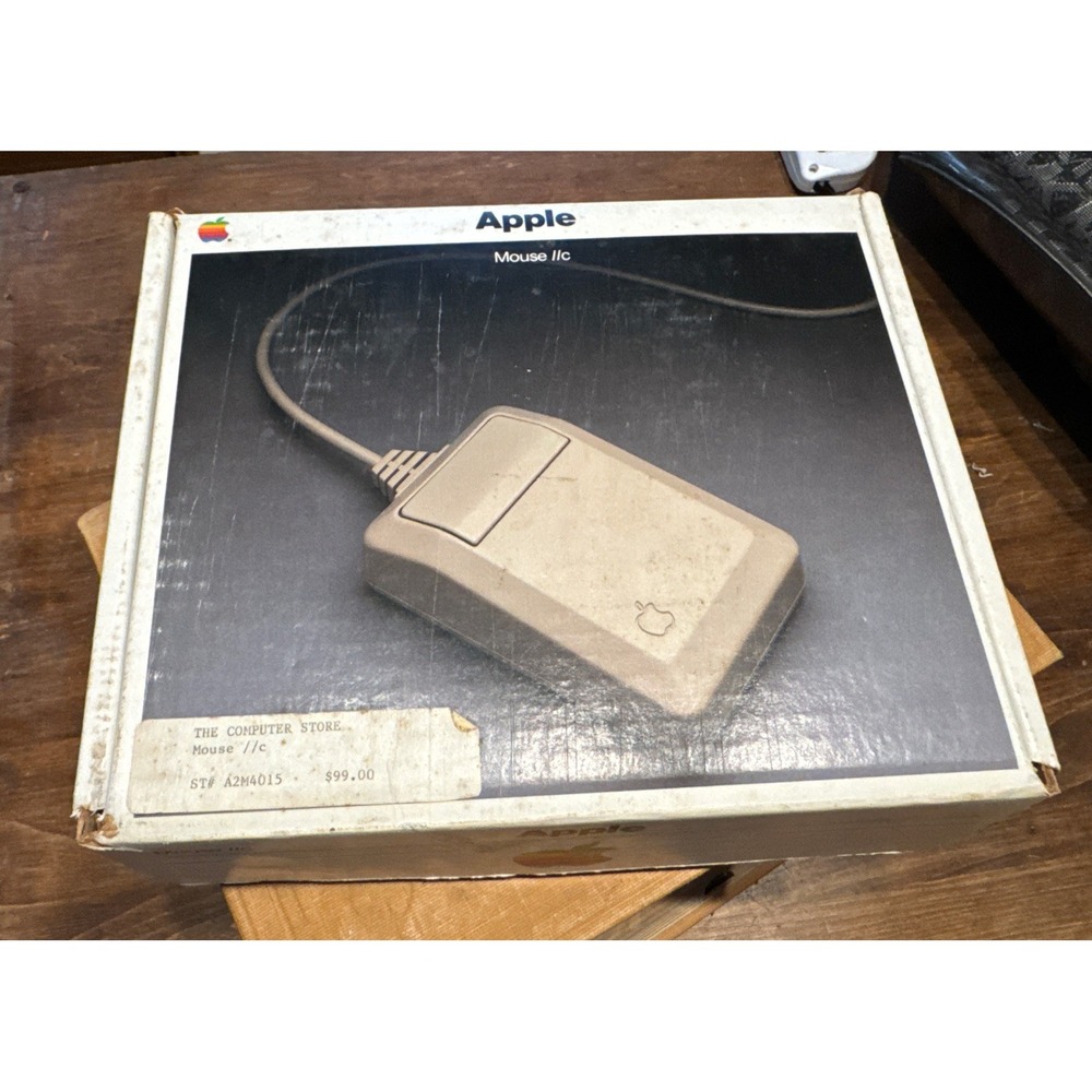 NEW Apple Mouse IIc Vintage Original Box Never Used Packing List Manuel